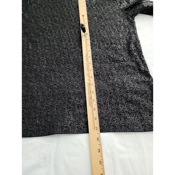 NWT J.Crew Sequined Three-Quarter Sleeve Boat Neck Top AE984 Black Medium Women - Picture 8 of 9